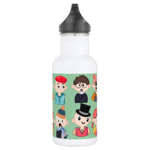 Cute Cartoon Characters Water Bottle Fun Illustr
