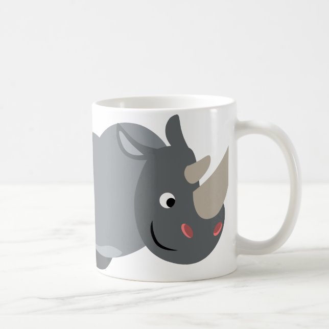 Cute Cartoon Charging Rhino Mug (Right)
