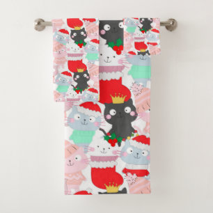 Cute Cartoon Chats Motif de Noël