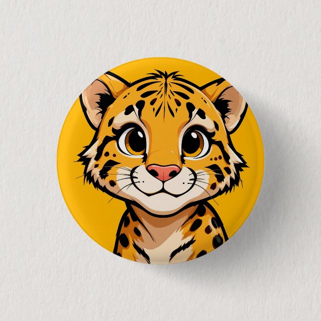 Cute Cartoon Cheetah Cub Illustration 1 Inch Round Button (Front)