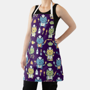Cute Cartoon Chef Cats Apron Kawaii Kitten Baking