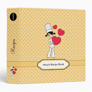 Cute Cartoon Chef Girl Recipe Binder