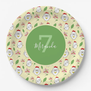 Cute Cartoon Chicken Illustration Paper Plate