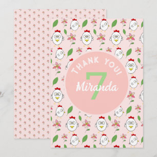 Cute Cartoon Chicken Illustration Thank You Card