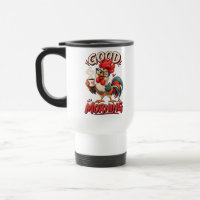 Cute Cartoon Chicken with Mug |