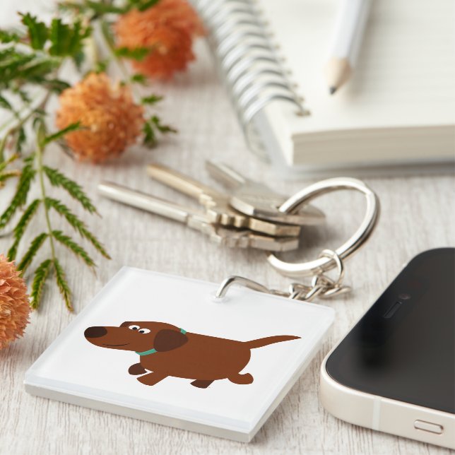 Cute Cartoon Chocolat Labrador Porte - clé acryliq (Devant Droit)