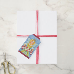 Cute Cartoon Christmas Angel Halo with Joy Banner Gift Tags