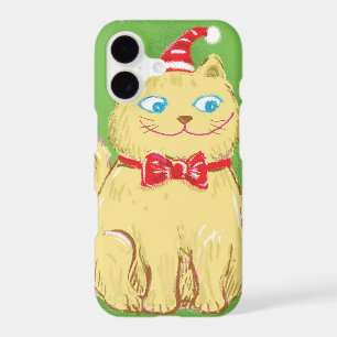 Cute Cartoon Christmas Cat with Santa Hat