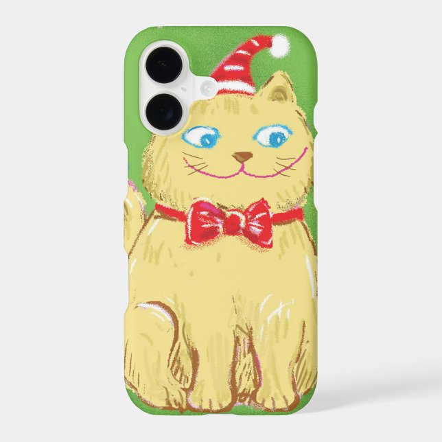 Cute Cartoon Christmas Cat with Santa Hat (Back)