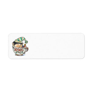 Cute Cartoon Christmas Elf Sleeping in a Tea Cup
