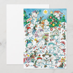 Cute Cartoon Christmas Polar Bear Party Invitation