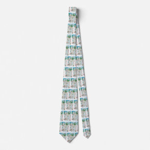 Cute Cartoon Christmas Polar Bear Penguin Party Tie