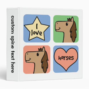 Cute Cartoon Clip Art I Love Horses Binder