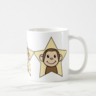 Cute Cartoon Clip Art Monkey with Grin Smile Star Coffee Mug