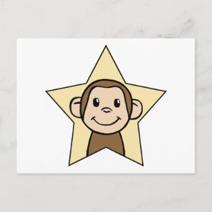 Cute Cartoon Clip Art Monkey with Grin Smile Star Postcard
