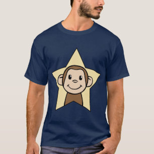 Cute Cartoon Clip Art Monkey with Grin Smile Star T-Shirt