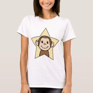 Cute Cartoon Clip Art Monkey with Grin Smile Star T-Shirt