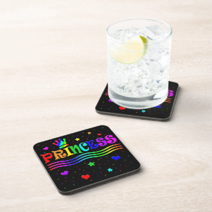 Cute Cartoon Clip Art Rainbow Princess Tiara Coaster