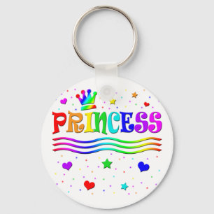 Cute Cartoon Clip Art Rainbow Princess Tiara Keychain