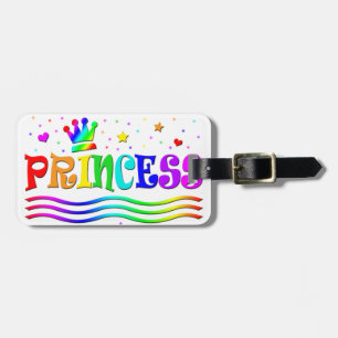 Cute Cartoon Clip Art Rainbow Princess Tiara Luggage Tag