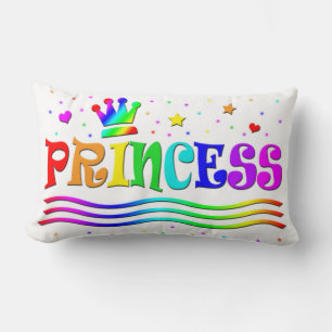Cute Cartoon Clip Art Rainbow Princess Tiara Lumbar Pillow