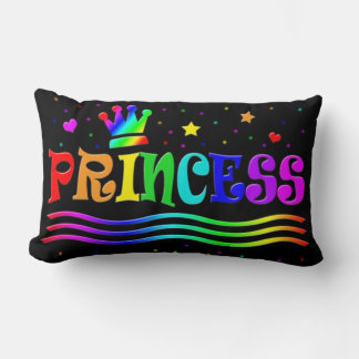 Cute Cartoon Clip Art Rainbow Princess Tiara Lumbar Pillow