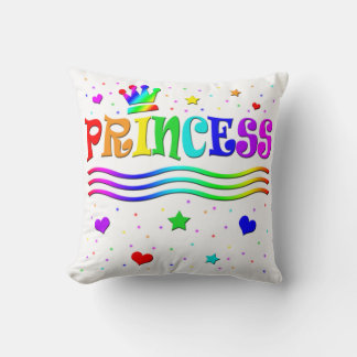 Cute Cartoon Clip Art Rainbow Princess Tiara Throw Pillow
