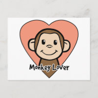 Cute Cartoon Clip Art Smile Monkey Love in Heart