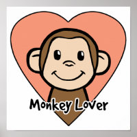 Cute Cartoon Clip Art Smile Monkey Love in Heart