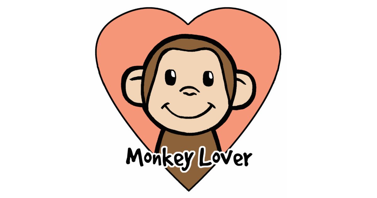 Cute Cartoon Clip Art Smile Monkey Love in Heart Standing Photo Sculpture |  Zazzle