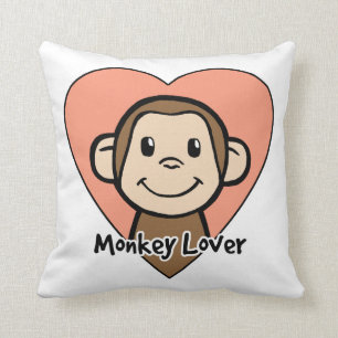 Cute Cartoon Clip Art Smile Monkey Love in Heart Throw Pillow