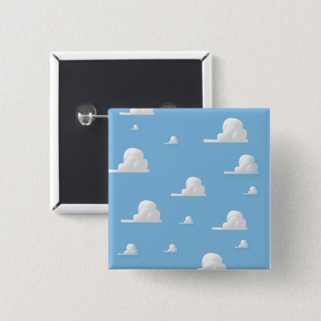 Cute cartoon cloud pattern 2 inch square button (Front & Back)