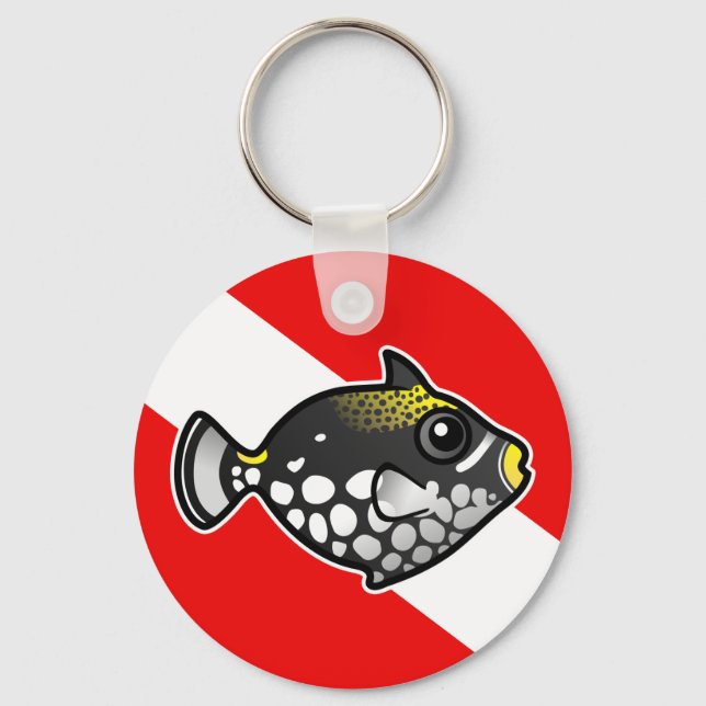 Cute Cartoon Clown Triggerfish Dive Flag Keychain (Front)