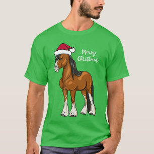 Cute Cartoon Clydesdale Draft Horse Christmas boy T-Shirt