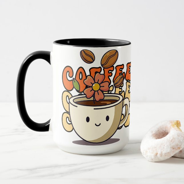 Cute Cartoon Coffee Mug (With Donut)