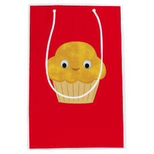 Cute Cartoon Corn Muffin Pattern On Red Medium Gift Bag