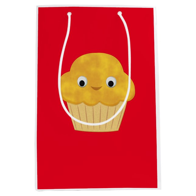 Cute Cartoon Corn Muffin Pattern On Red Medium Gift Bag (Front)