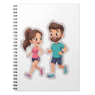 Cute Cartoon Couple Jogging Together – Healthy Lif Notebook