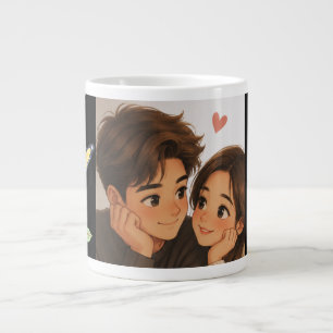 Cute Cartoon Couple  Large Coffee Mug