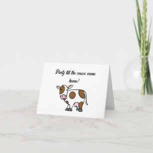 Cute Cartoon Cow Brown and White Farm Animal Card