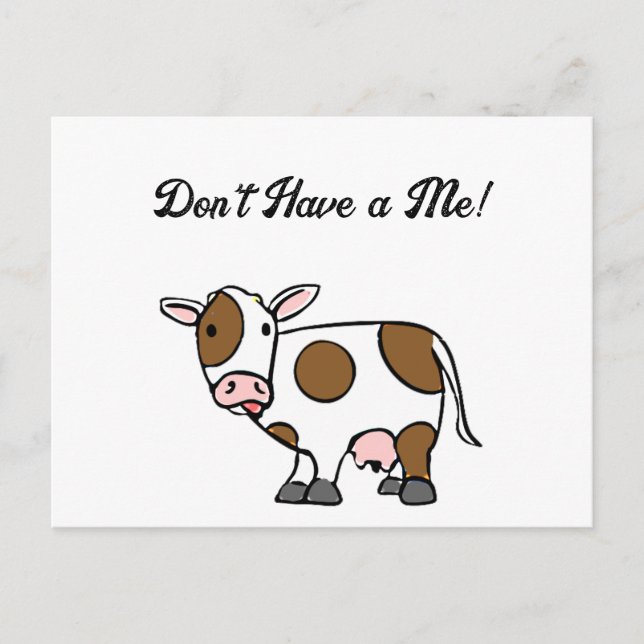 Cute Cartoon Cow Brown and White Farm Animal Postcard (Front)