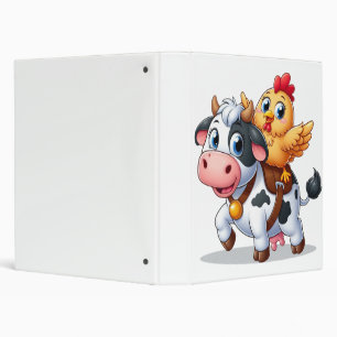 cute cartoon cow/chicken binder