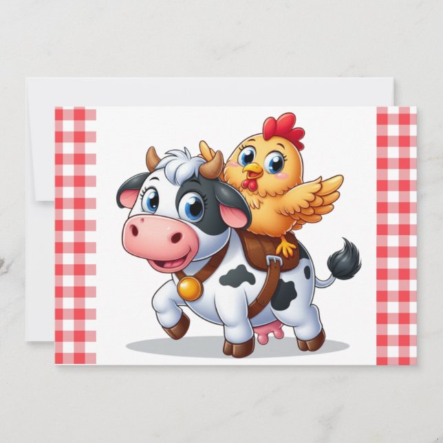 cute cartoon cow/chicken holiday card (Front)