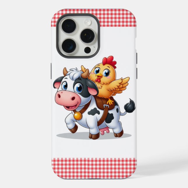 cute cartoon cow/chicken iPhone case (Back)