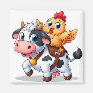 cute cartoon cow/chicken magnet