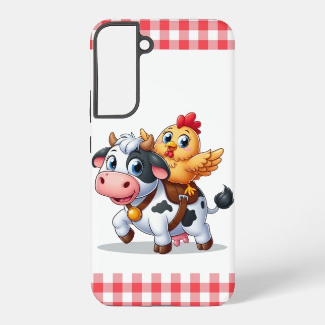 cute cartoon cow/chicken samsung galaxy s22+ case (Back)