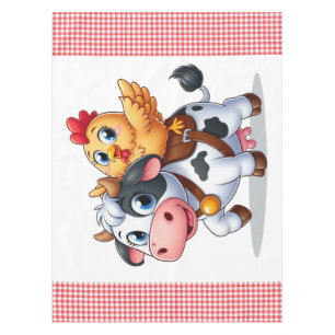 cute cartoon cow/chicken tablecloth