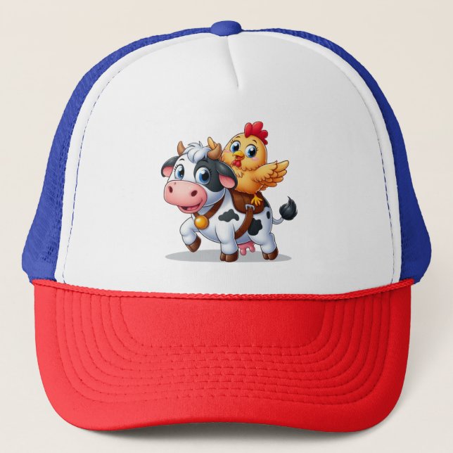 cute cartoon cow/chicken trucker hat (Front)