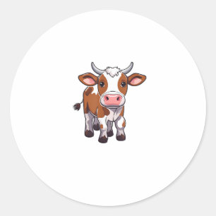 Cute Cartoon Cow Classic Round Sticker