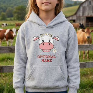 Cute Cartoon Cow Custom Name Farm Animal Hoodie